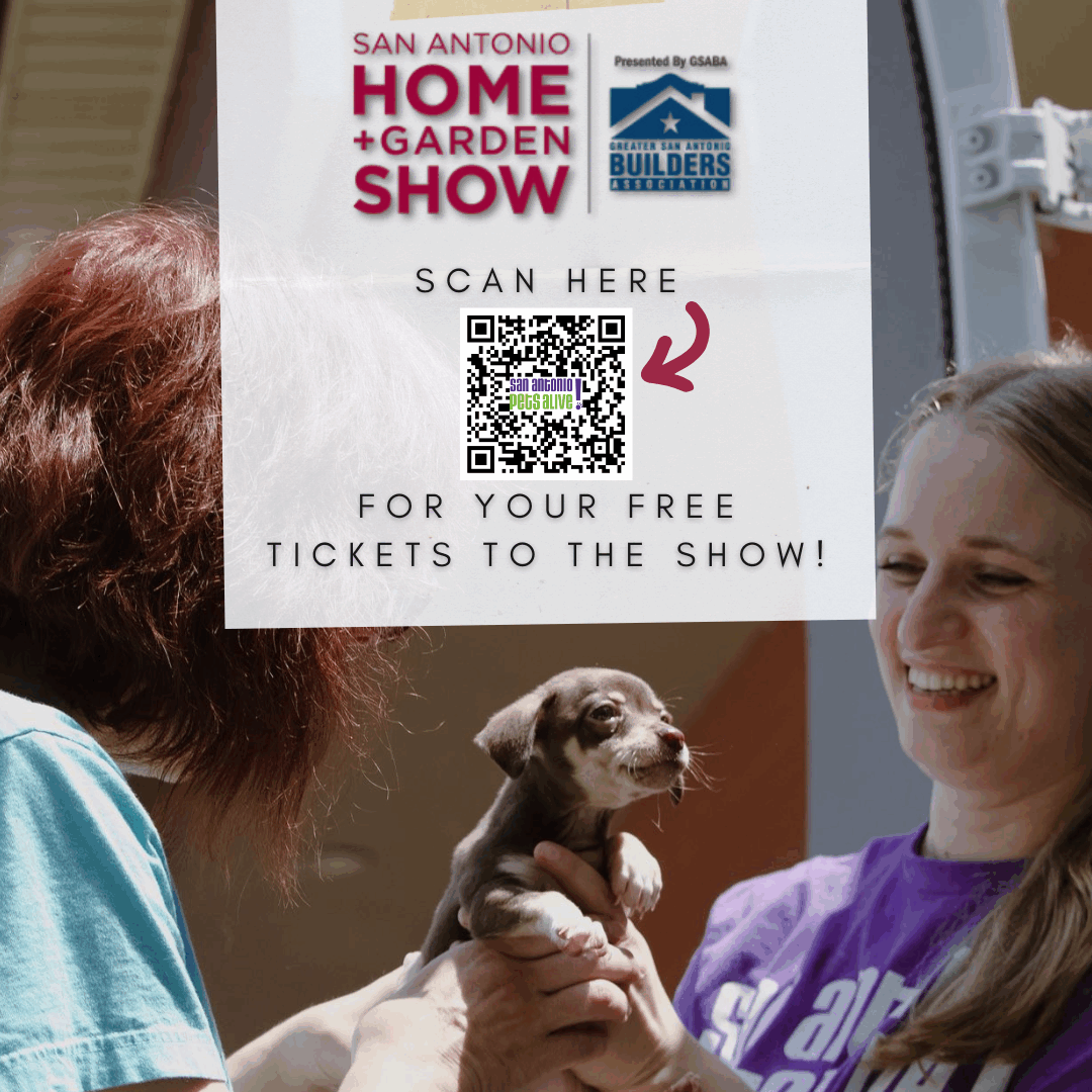 Scan QR for San Antonio Home and Garden Show tickets.